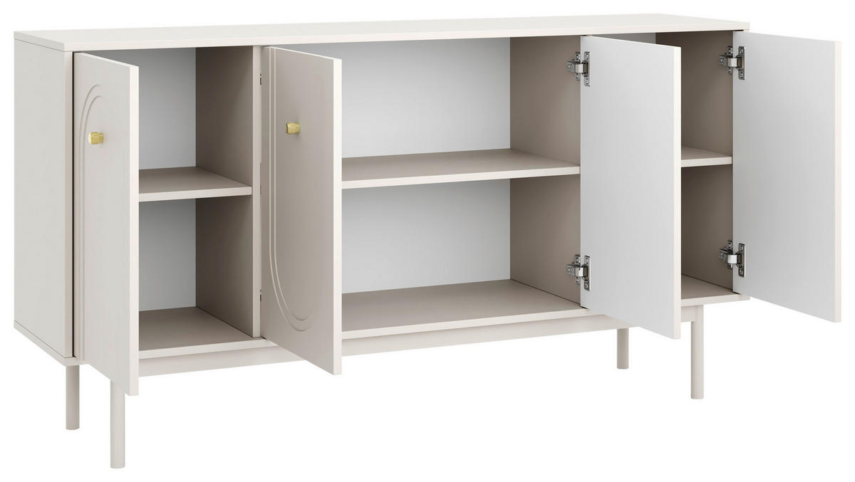 SIDEBOARD Vilama  in 154/84/39 cm  - Kaschmir/Goldfarben, Design, Holzwerkstoff/Metall (154/84/39cm) - Xora