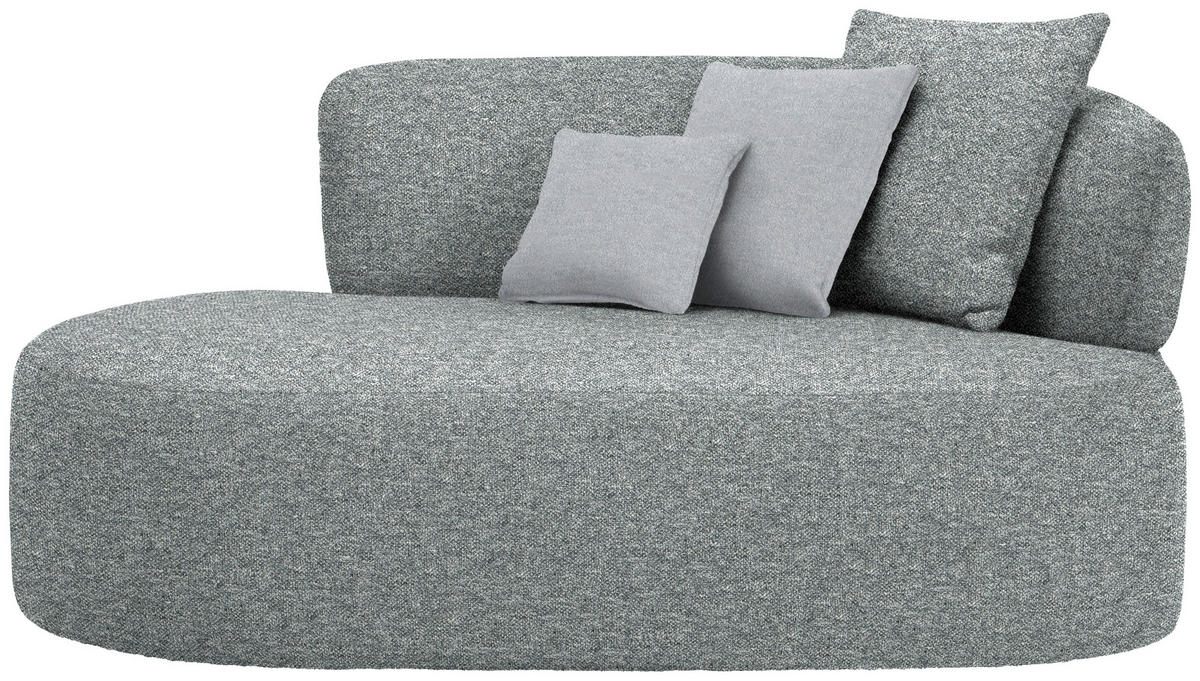 RÉCAMIERE in Flachgewebe Grau, Grün, Hellgrau  - Hellgrau/Schwarz, MODERN, Kunststoff/Textil (166/86/105cm) - Hom`in