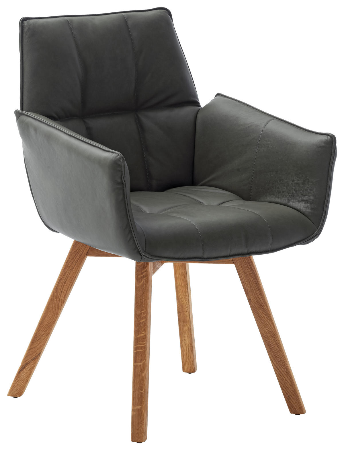 ARMLEHNSTUHL  in Echtleder naturbelassen  - Wildeiche/Anthrazit, KONVENTIONELL, Leder/Holz (61/87/63cm) - Linea Natura