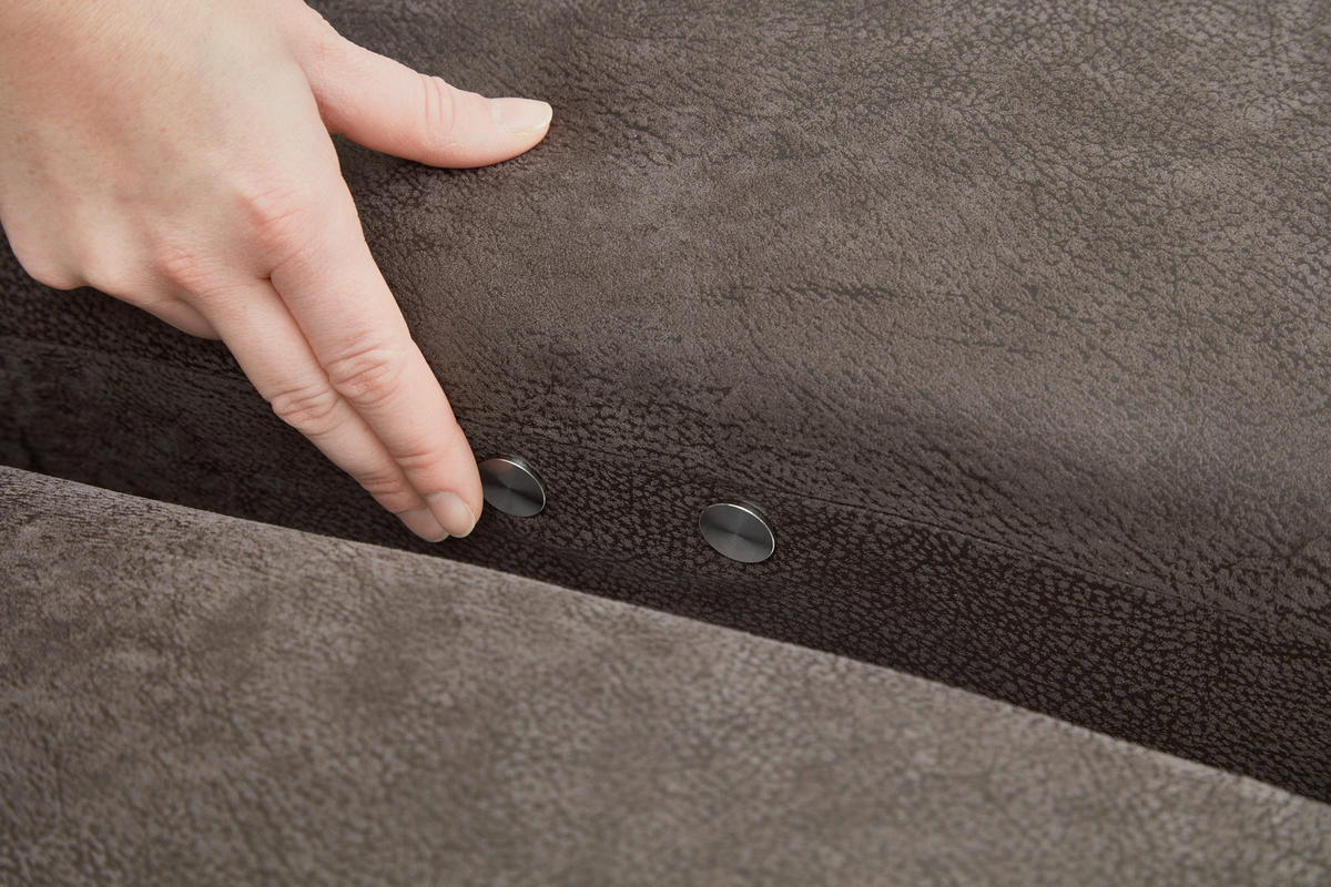 ECKSOFA in Mikrofaser Anthrazit  275/242 cm  - Anthrazit/Alufarben, Design, Textil/Metall (275/242cm) - Dieter Knoll