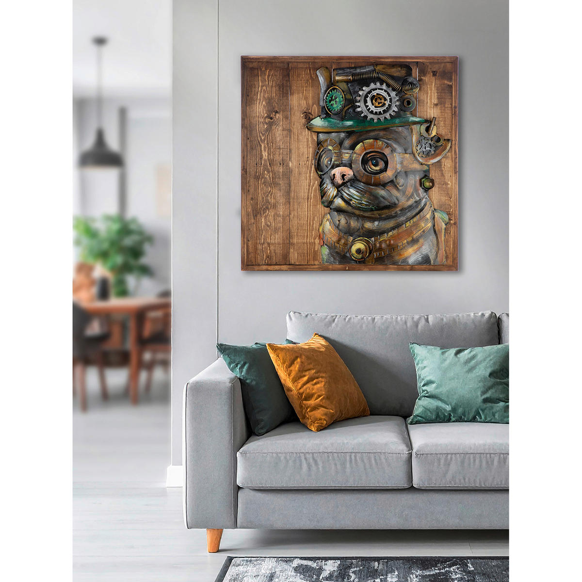 METALLBILD Tiere Braun, Hellbraun  - Hellbraun/Braun, Basics, Holz/Metall (50/50/5.5cm)