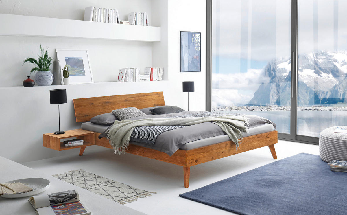 BETT 90/200 cm  in Wildeiche  - Wildeiche/Eichefarben, Natur, Holz (90/200cm) - Hasena