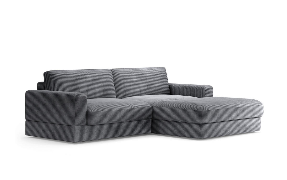 ECKSOFA FABIO E in Cord Grau  264/196 cm  - Schwarz/Grau, MODERN, Kunststoff/Textil (264/196cm) - Sit & More