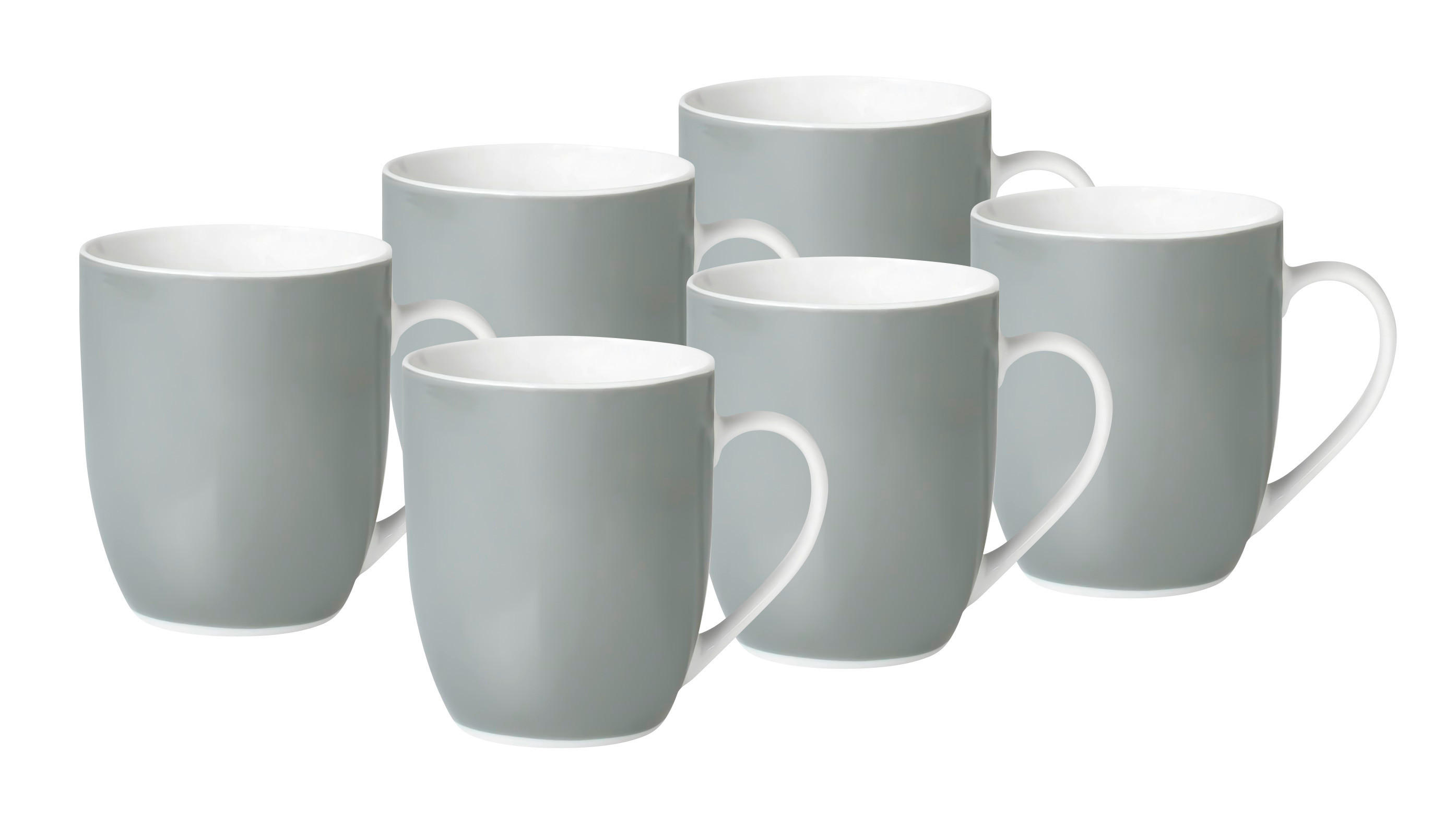 KAFFEEBECHERSET 6-teilig Keramik Porzellan Grau, Weiß  - Weiß/Grau, Basics, Keramik (11/10/8cm)