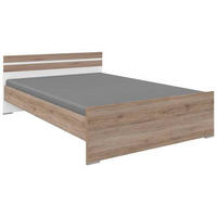 SÄNG 140/200 cm  i vit, ek San Remo   - vit/aluminiumfärg, Klassisk, trämaterial (140/200cm) - Carryhome