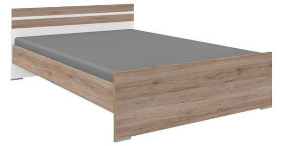 BETT 140/200 cm in Weiß, Eiche San Remo - Alufarben/Weiß, KONVENTIONELL (140/200cm) - Carryhome