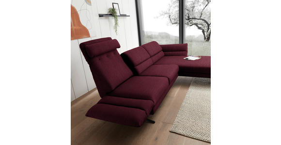 ECKSOFA  in Flachgewebe Weinrot  279-327/176-217 cm  - Weinrot/Schwarz, Design, Textil/Metall (279-327/176-217cm) - Dieter Knoll