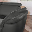 ECKSOFA in Echtleder Anthrazit  - Anthrazit/Alufarben, Design, Leder/Metall (242/271cm) - Cantus