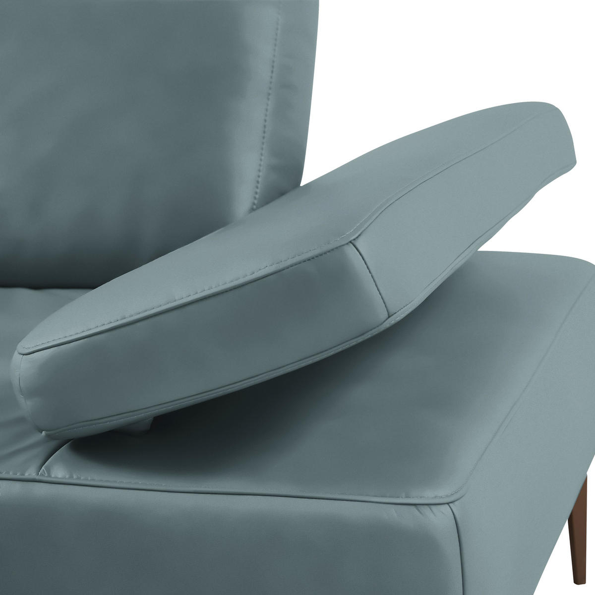 ECKSOFA in Echtleder Blau  - Blau/Bronzefarben, Design, Leder/Holz (176/314cm) - Valnatura
