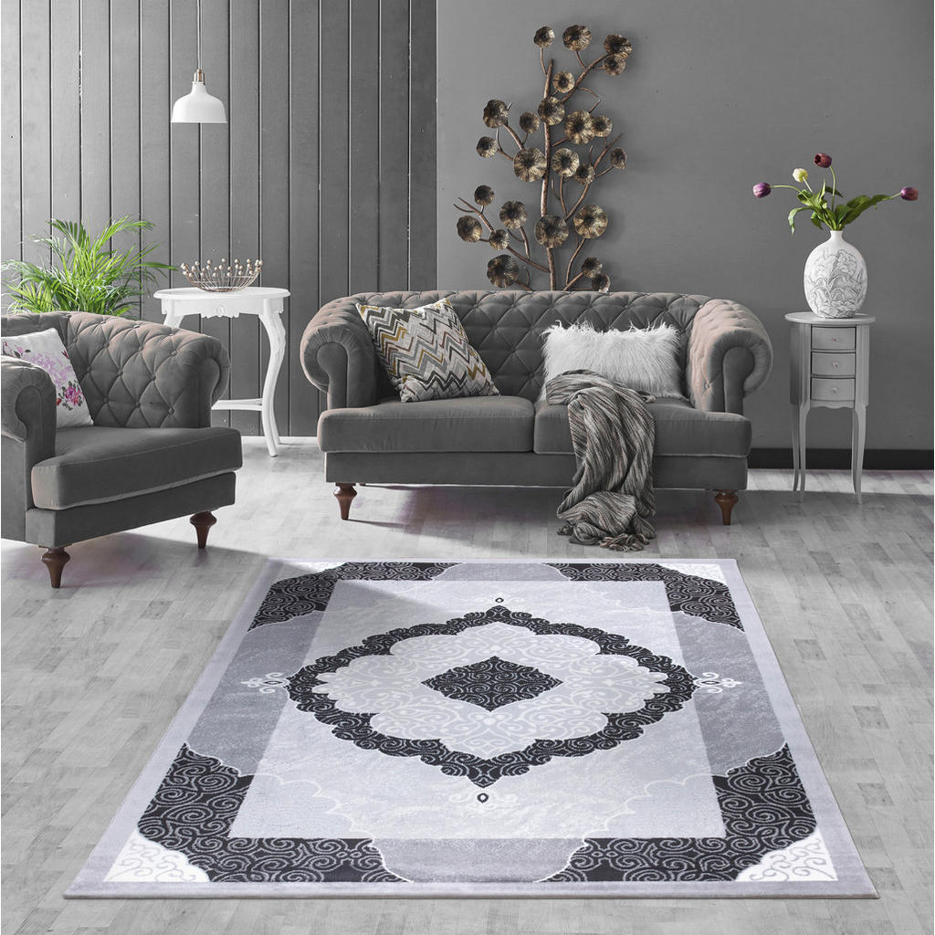 Thumbnail - Novel Vintage-Teppich 39174, Grau, Schwarz, Textil, orientalisch, rechteckig, 120x170 cm, Teppiche & Böden, Teppiche, Vi...