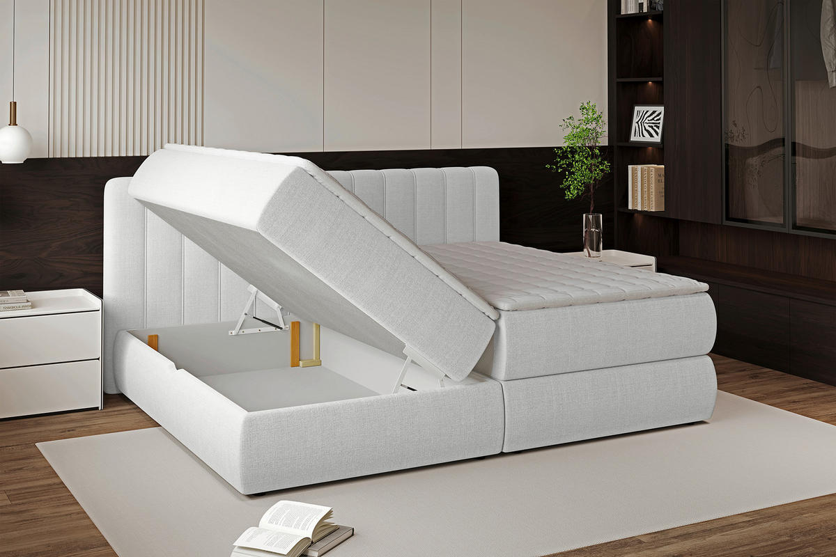 BOXSPRINGBETT 240/200 cm  in Beige  - Beige/Schwarz, Design, Kunststoff/Textil (240/200cm) - Chameo