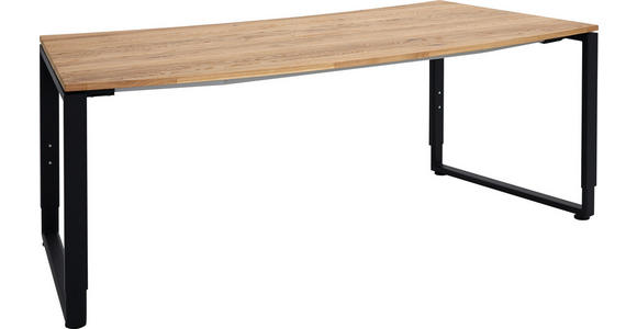 SCHREIBTISCH Eiche massiv Anthrazit, Grau, Eichefarben - Eichefarben/Anthrazit, Design, Holz/Metall (200/80-88,5/68-82cm) - Moderano