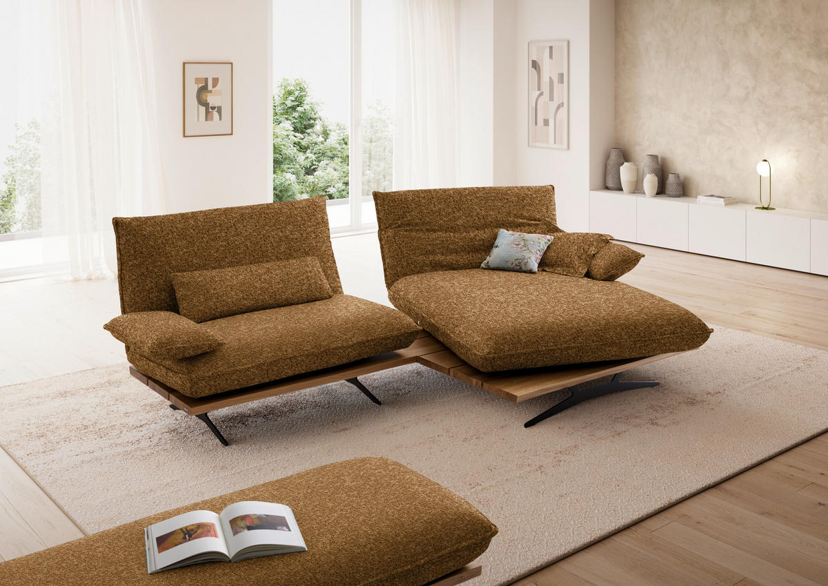 ECKSOFA  in Chenille, Flachgewebe Cognac, Wildeiche  284/161 cm  - Wildeiche/Cognac, Design, Holz/Textil (284/161cm) - Koinor