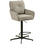 BARHOCKER Leinenoptik Schwarz, Taupe Eisen Stoffauswahl, Sitzfläche 360° drehbar  - Taupe/Schwarz, Design, Textil/Metall (58/103-123/61cm) - Novel