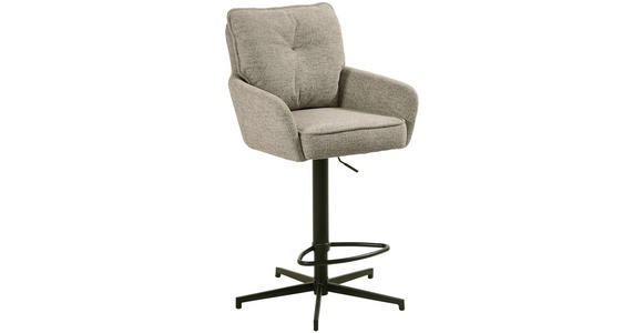 BARHOCKER Leinenoptik Schwarz, Taupe Eisen Stoffauswahl, Sitzfläche 360° drehbar - Taupe/Schwarz, Design, Textil/Metall (58/103-123/61cm) - Novel