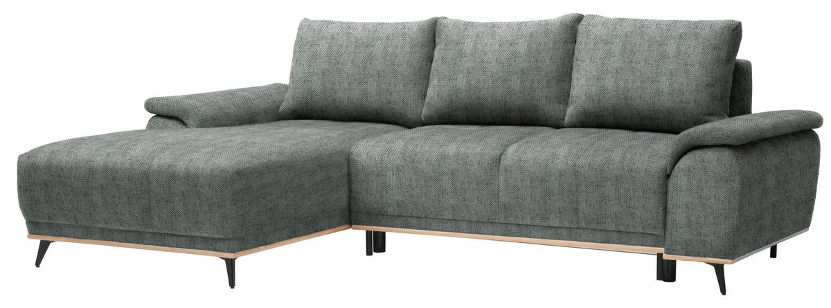 ECKSOFA in Struktur Dunkelgrau  - Dunkelgrau/Schwarz, Modern, Textil/Metall (168/262cm) - home24