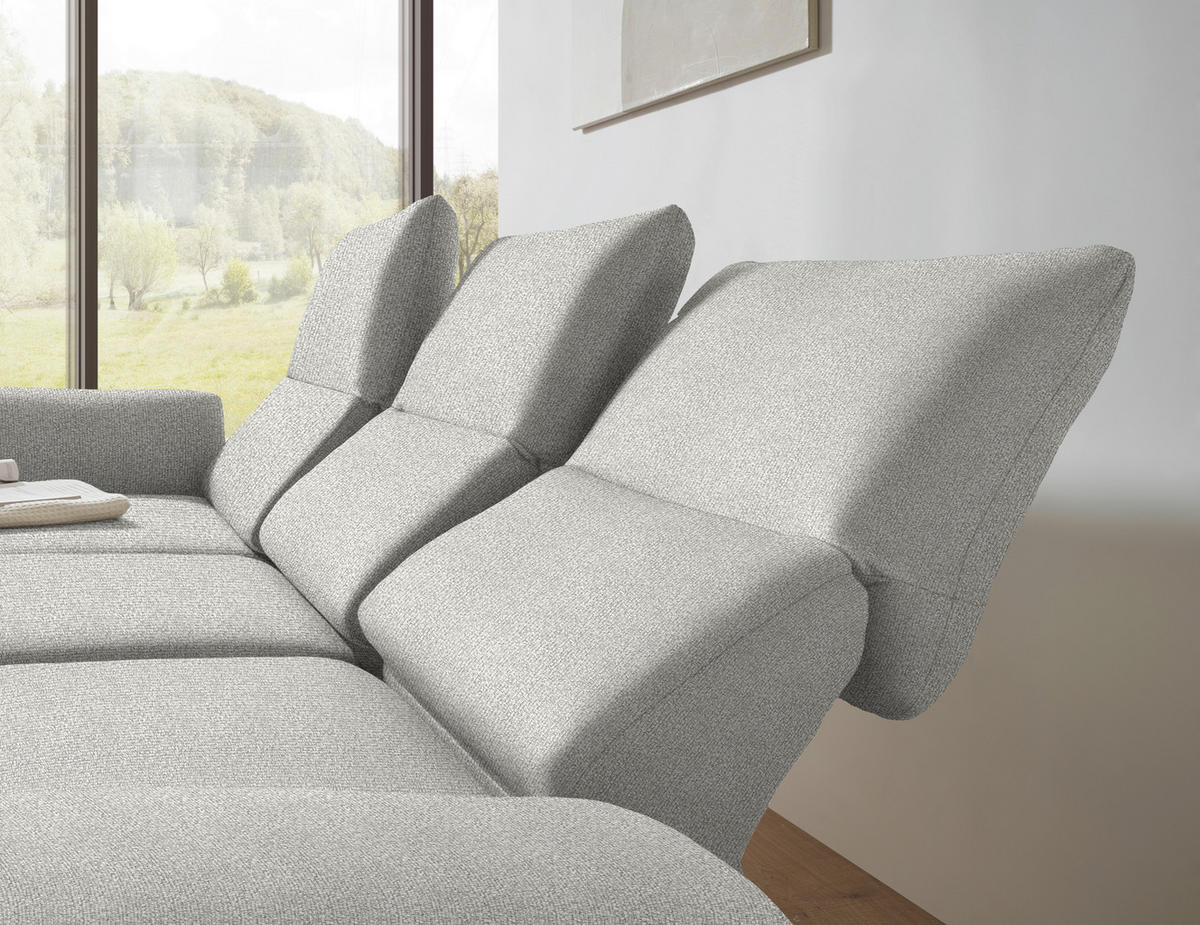 ECKSOFA  in Flachgewebe Silberfarben  175-224/255-365 cm  - Silberfarben/Schwarz, Design, Textil/Metall (175-224/255-365cm) - Dieter Knoll