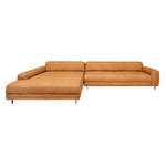 ECKSOFA in Echtleder Hellbraun  225/355 cm  - Hellbraun/Anthrazit, Design, Leder/Metall (225/355cm) - Johann Jakob