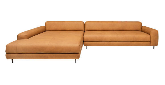 ECKSOFA  in Echtleder Hellbraun  225/355 cm  - Hellbraun/Anthrazit, Design, Leder/Metall (225/355cm) - Johann Jakob