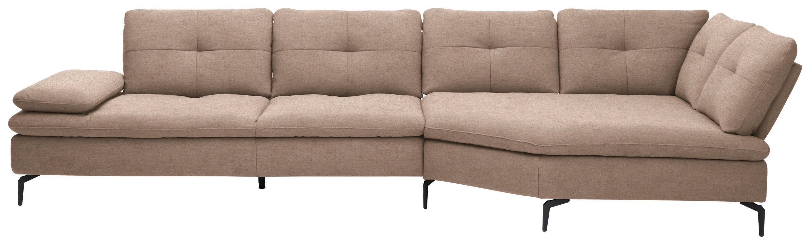 ECKSOFA  in Flachgewebe Taupe  344/157 cm  - Taupe/Schwarz, Design, Textil/Metall (344/157cm) - Chilliano