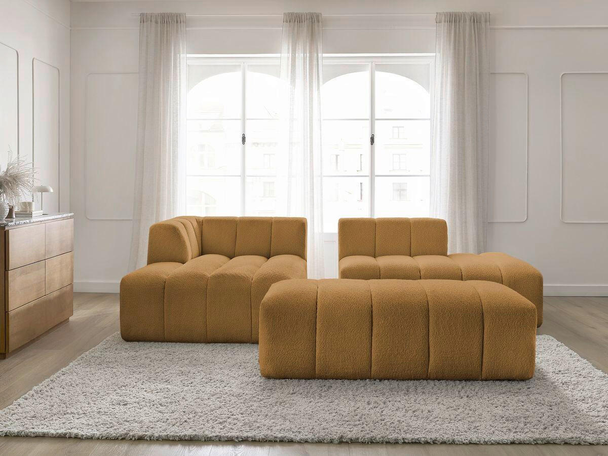 ECKSOFA  ANNECY Gelb Bouclé  - Gelb/Schwarz, MODERN, Kunststoff/Textil (170/262cm)
