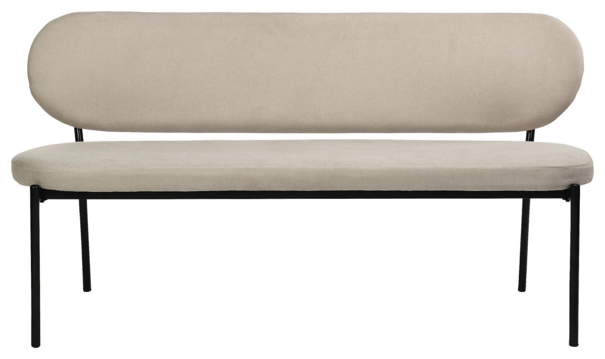 SITZBANK in Metall, Textil Schwarz, Taupe  - Taupe/Schwarz, Design, Textil/Metall (160/82/62cm) - MID.YOU