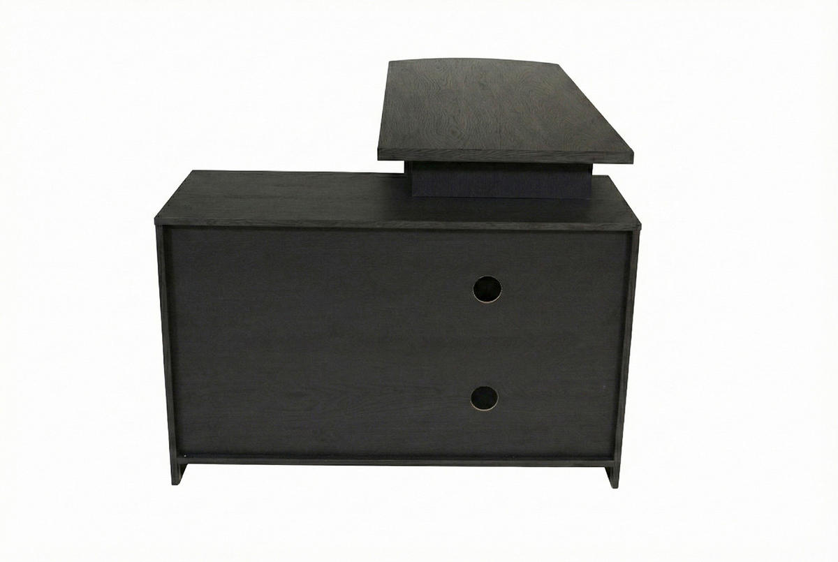 ECKSCHREIBTISCH 150/120/75 cm Schwarz, Eichefarben Kabeldurchlass, Stauraum, seitenverkehrt montierbar  - Eichefarben/Silberfarben, Modern, Holzwerkstoff/Metall (150/120/75cm) - MID.YOU