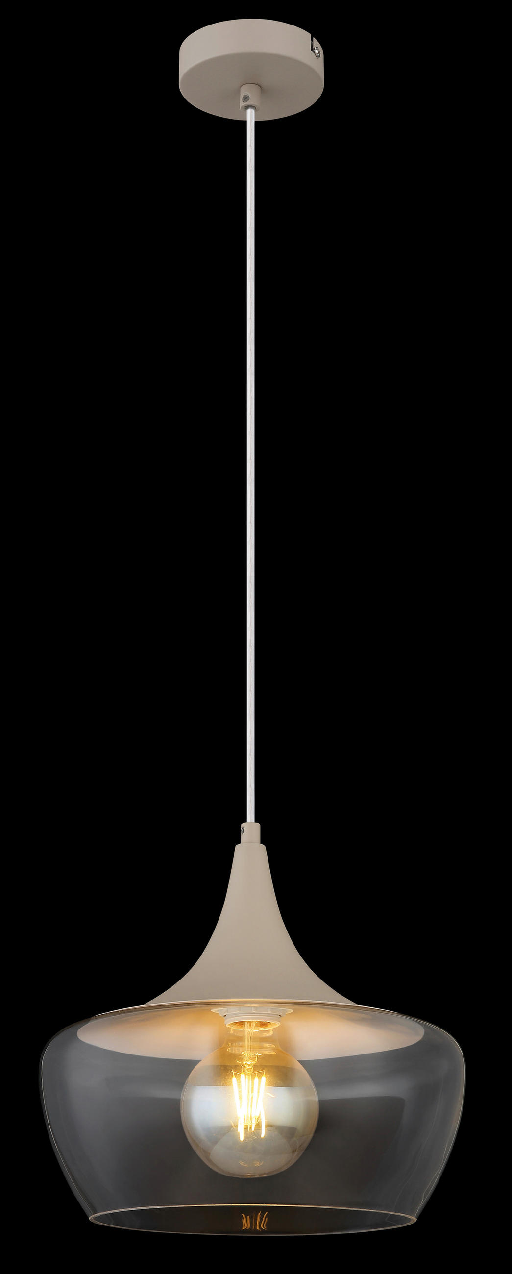 HÄNGELEUCHTE Arola 30/120 cm  - Sandfarben/Klar, Design, Glas/Kunststoff (30/120cm) - Globo