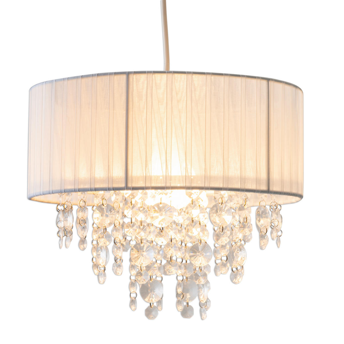 HÄNGELEUCHTE Kristallo 30/23 cm   - Transparent/Weiß, LIFESTYLE, Kunststoff/Textil (30/23cm) - Näve