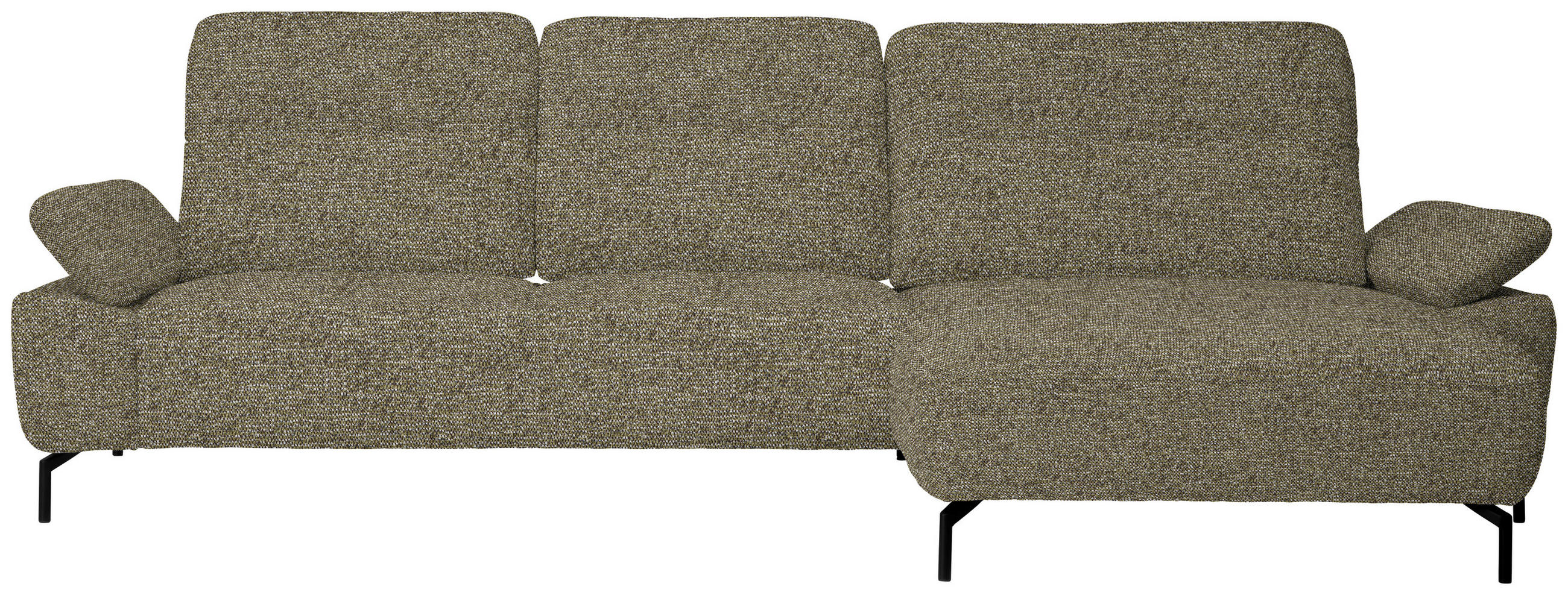 ECKSOFA  in Chenille, Flachgewebe Grün  318/165 cm  - Schwarz/Grün, Design, Textil/Metall (318/165cm) - Xora
