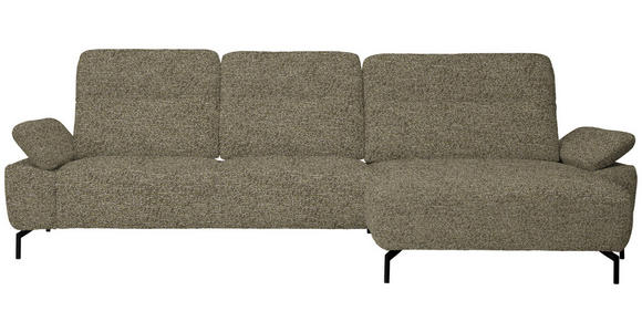 ECKSOFA in Chenille, Flachgewebe Grün  318/165 cm  - Schwarz/Grün, Design, Textil/Metall (318/165cm) - Xora