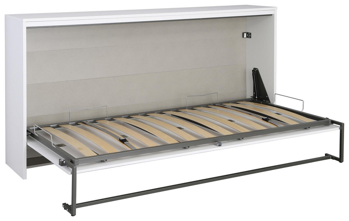 SCHRANKBETT 90/200 cm Weiss, Dunkelgrau  - Weiss/Dunkelgrau, Design, Holz/Holzwerkstoff (90/200cm) - Rauch Möbel