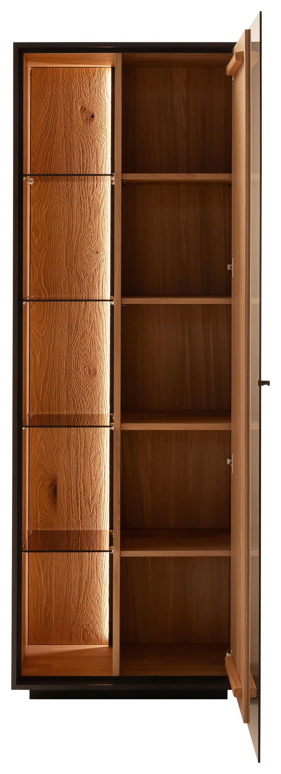 VITRINE  in massiv Kerneiche Eichefarben - Eichefarben/Anthrazit, Design, Glas/Holz (67/197/42cm) - Schöner Wohnen