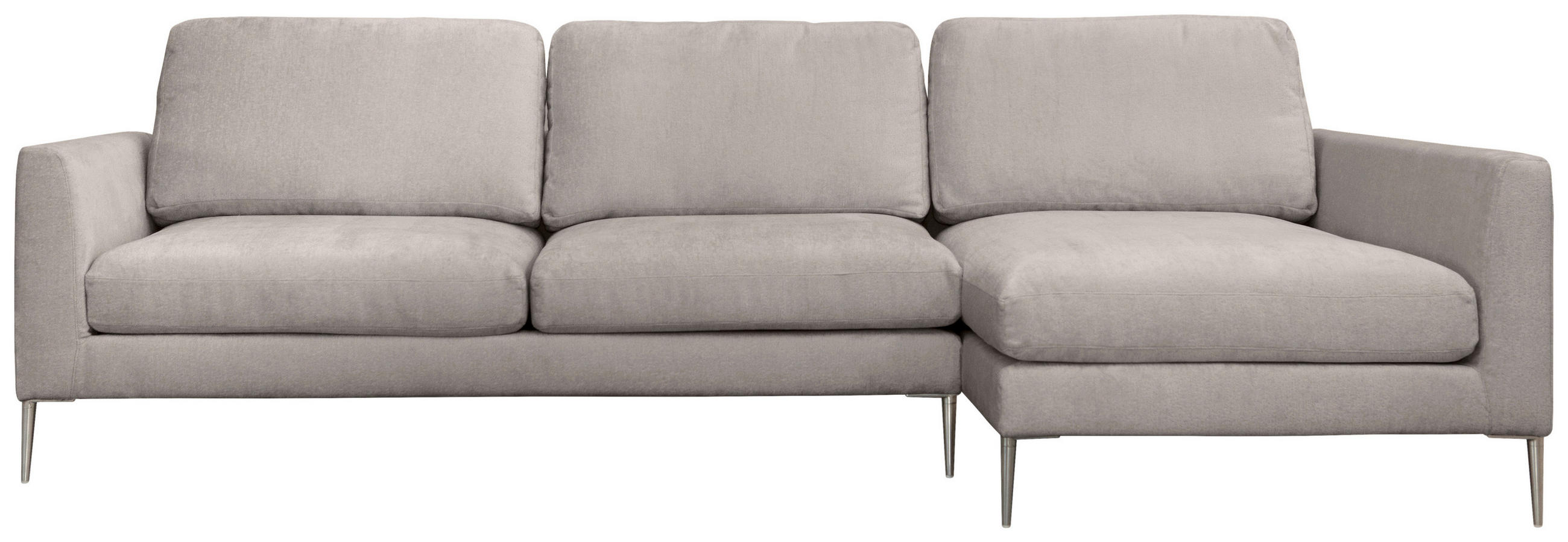 ECKSOFA Taupe Chenille  - Taupe/Silberfarben, KONVENTIONELL, Textil/Metall (284/143cm) - Carryhome