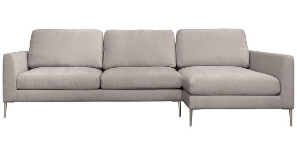 ECKSOFA Taupe Chenille  - Taupe/Silberfarben, KONVENTIONELL, Textil/Metall (284/143cm) - Carryhome