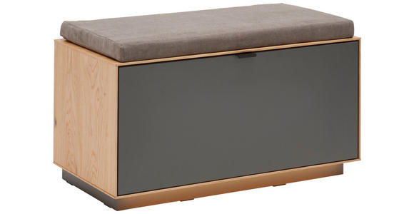 GARDEROBENBANK Asteiche furniert, massiv Grau, Eichefarben  - Eichefarben/Schwarz, Natur, Holz/Textil (85/42/42cm) - Linea Natura