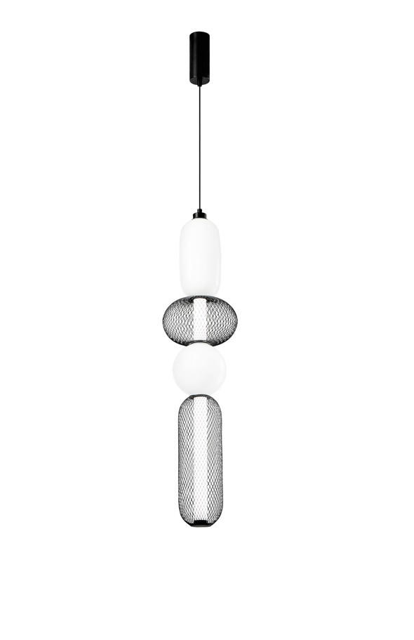 LED-PENDELLEUCHTE Luce Ambiente e Design 20/264 cm   - Schwarz/Weiß, Trend, Glas/Metall (20/264cm)