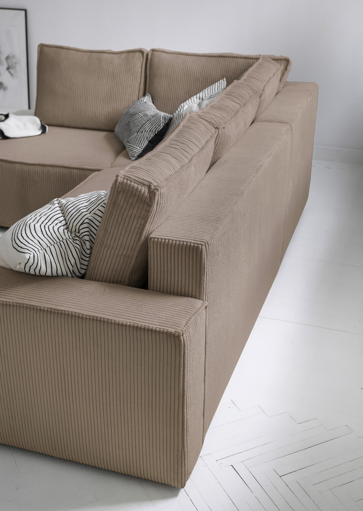 ECKSOFA Taupe Cord Rückenkissen, Bettkasten  - Taupe/Schwarz, Design, Kunststoff/Textil (194/247cm) - MID.YOU