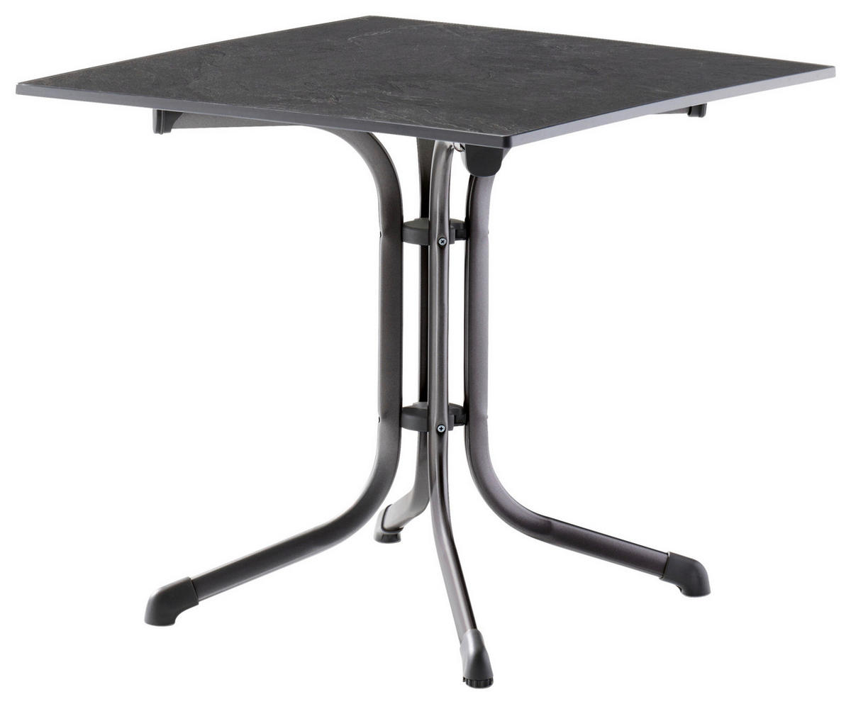 GARTENKLAPPTISCH 80/80/73 cm Metall, Kunststoff quadratisch  - Anthrazit/Grau, Basics, Kunststoff/Metall (80/80/73cm) - Sieger