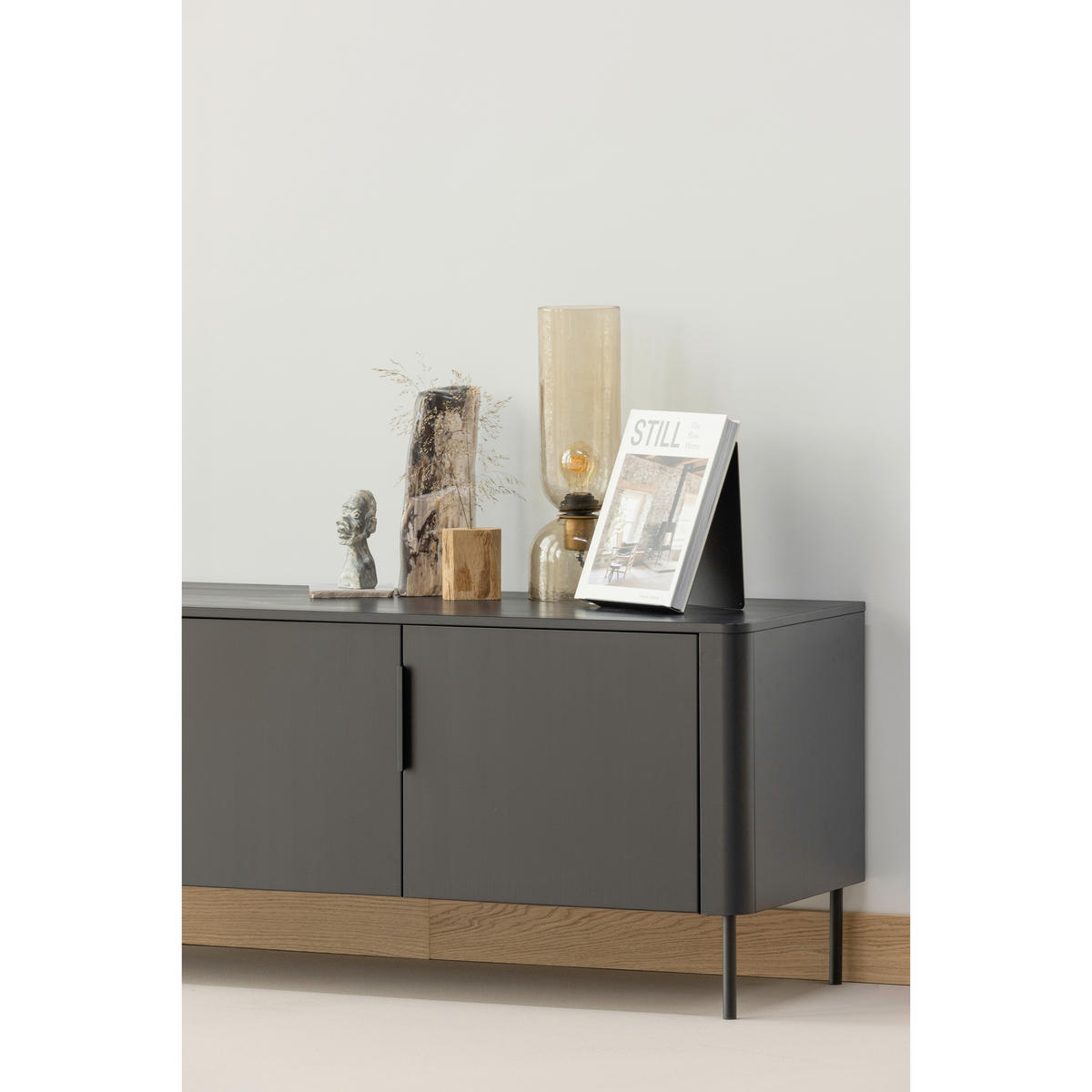 LOWBOARD Gunnar 154/56/44 cm  stehend  - Schwarz, Design, Holz/Metall (154/56/44cm) - Livetastic