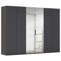 DREHTÜRENSCHRANK 301/223/61 cm,  in Graphitfarben, 6 Tür(en)  - Graphitfarben, Basics, Glas/Holzwerkstoff (301/223/61cm) - Novel