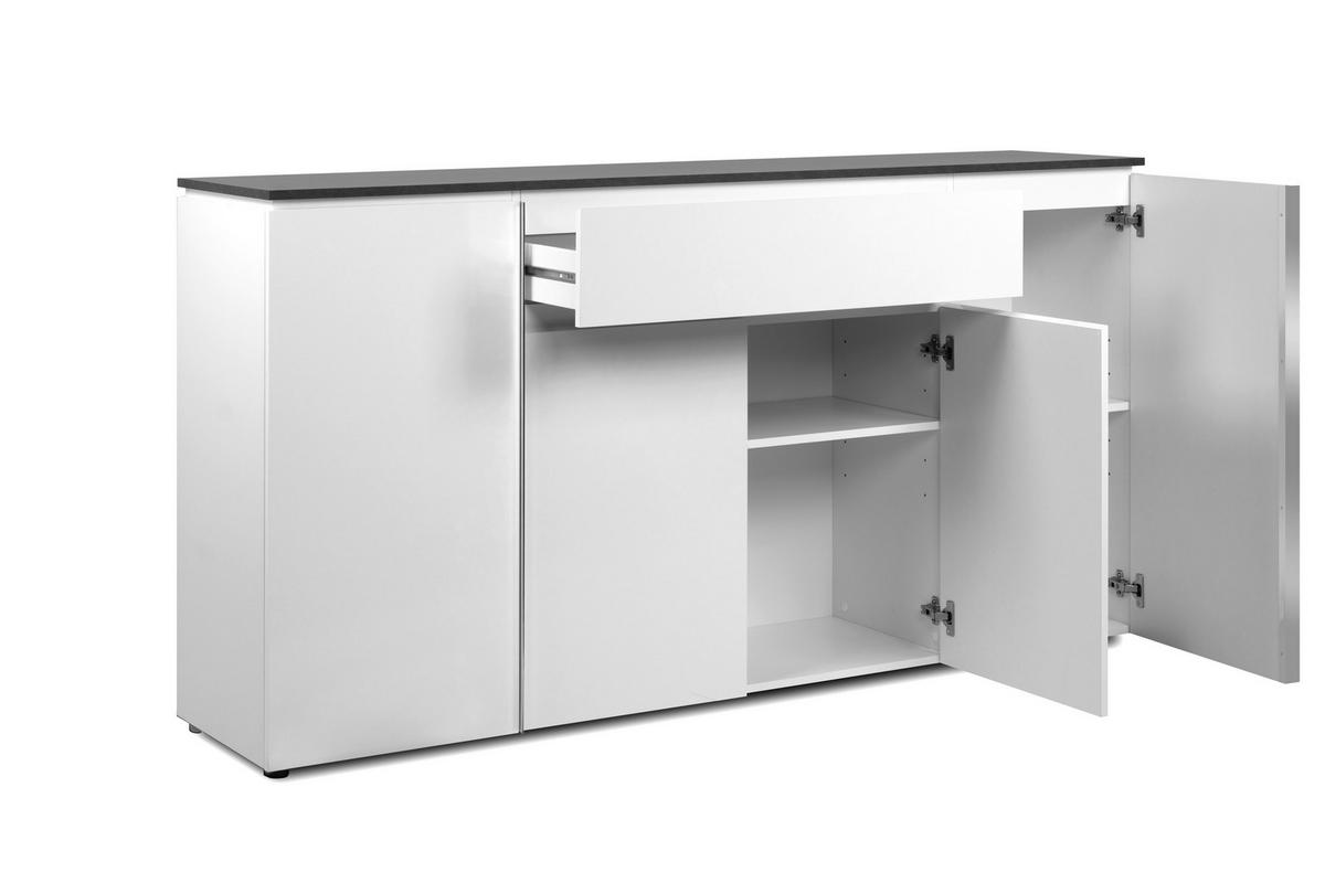 SIDEBOARD  in 177,5/92/40 cm  - Chromfarben/Weiß Hochglanz, Design, Holzwerkstoff/Kunststoff (177,5/92/40cm) - Livetastic