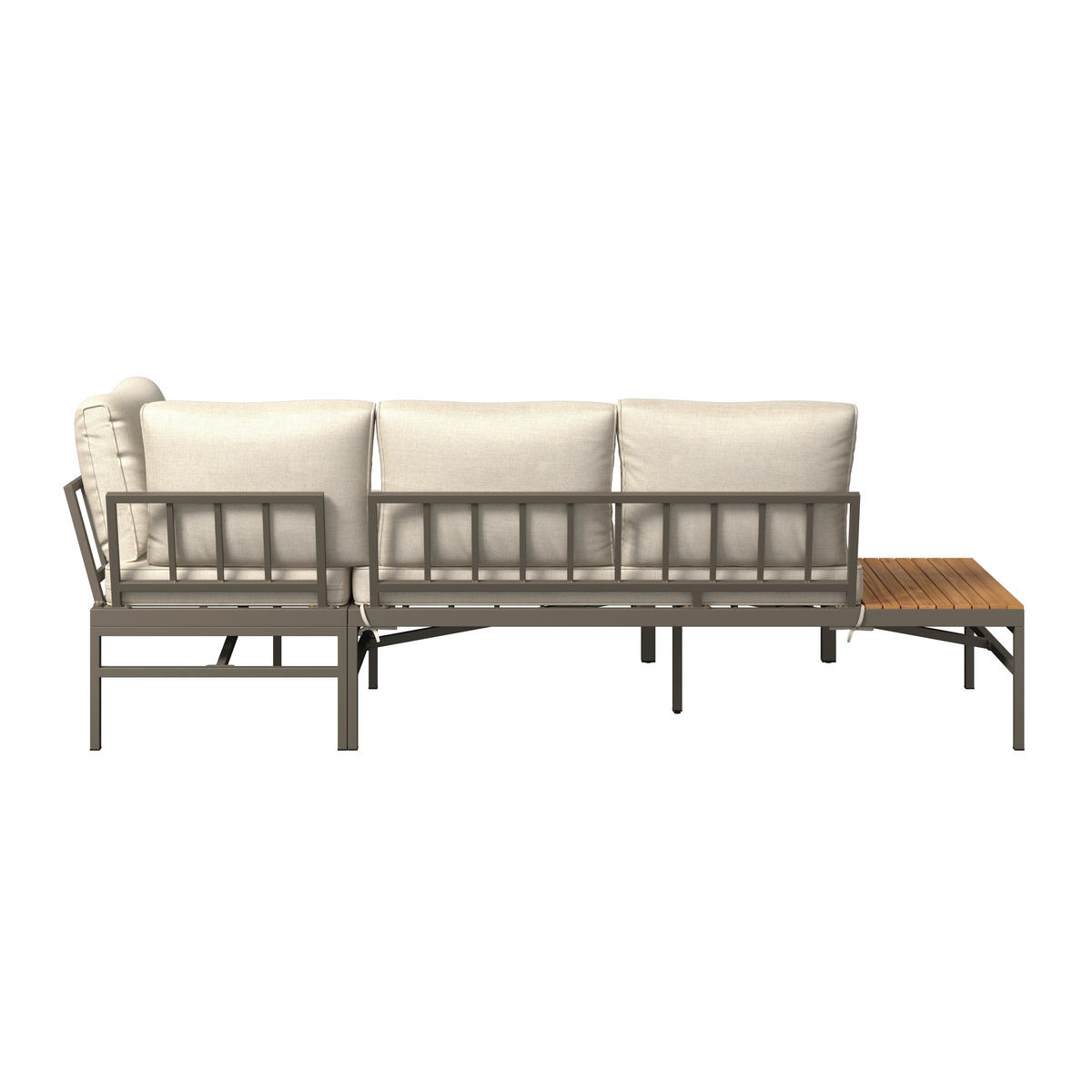 LOUNGEGARNITUR   57/35/57 cm Akazie vollmassiv Aluminium  - Beige/Beigebraun, MODERN, Holz/Textil (57/35/57cm) - Ambia Garden