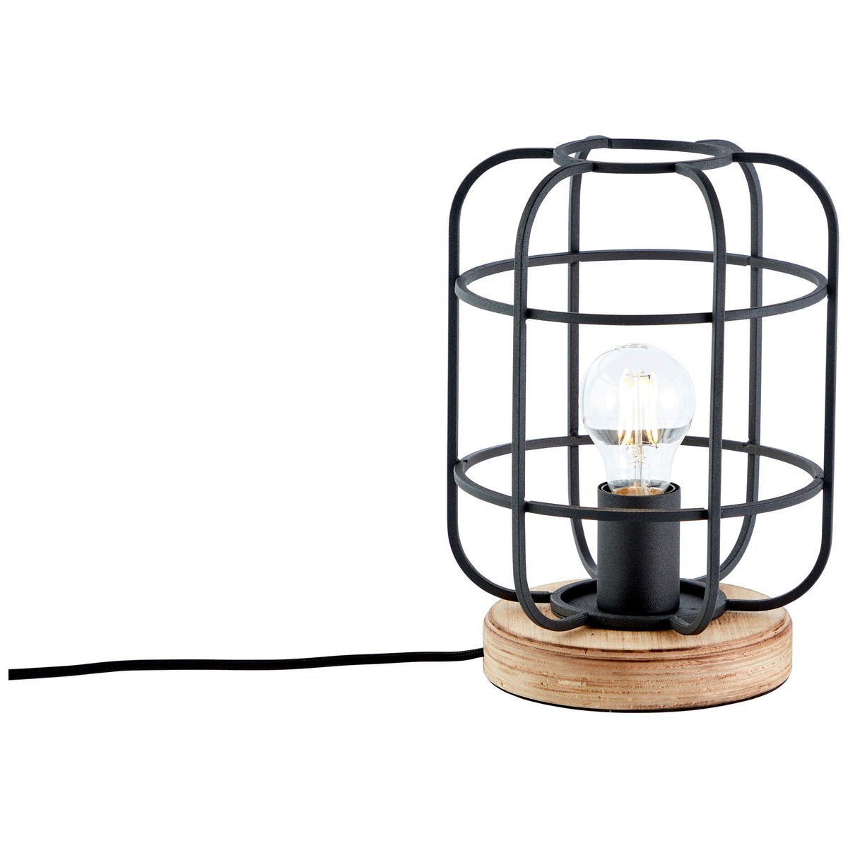 TISCHLEUCHTE 20/26,5 cm   - Schwarz/Braun, Design, Holz/Metall (20/26,5cm) - Brilliant