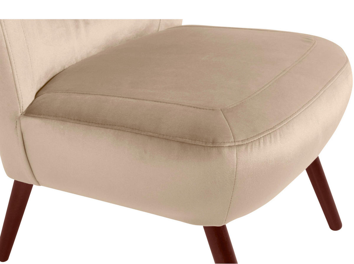 SESSEL in Samt, Velours Sandfarben  - Sandfarben/Nussbaumfarben, Design, Holz/Holzwerkstoff (70/86/69cm) - Max Winzer