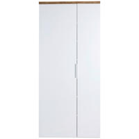 GARDEROBNA OMARA barve hrasta, bela, visoki sijaj - srebrne barve/črna, Moderno, kovina/umetna masa (82,3/189,1/35,2cm) - Carryhome