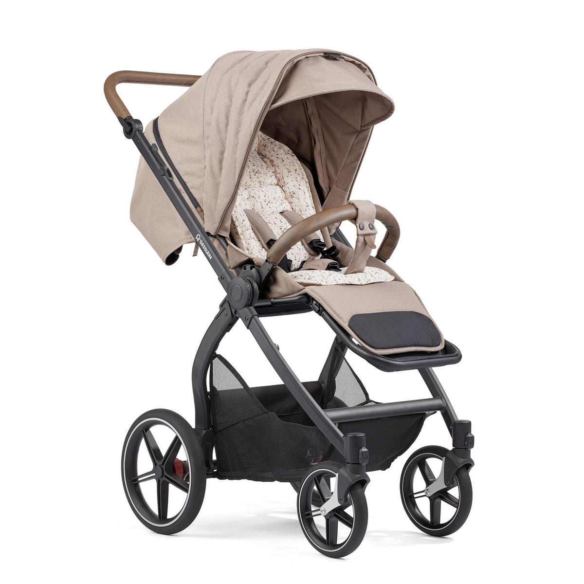 KOMBIKINDERWAGEN FX4 Swing Set  - Schwarz/Braun, Basics, Metall (100/55/130cm) - Gesslein