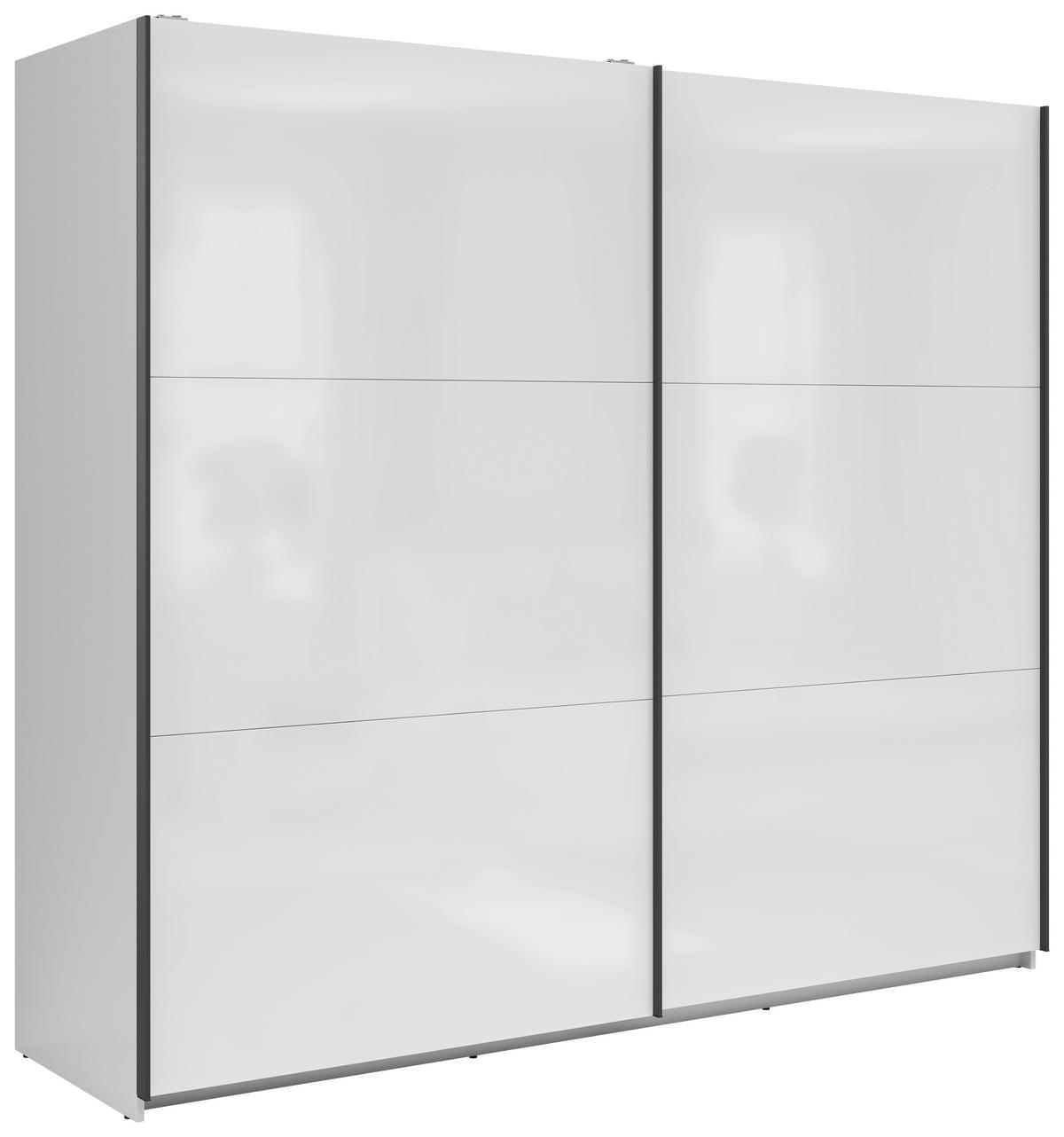 OMARA Z DRSNIMI VRATI, bela, visoki sijaj  - bela/visoki sijaj, Moderno, kovina/leseni material (220/195,5/60cm) - MID.YOU