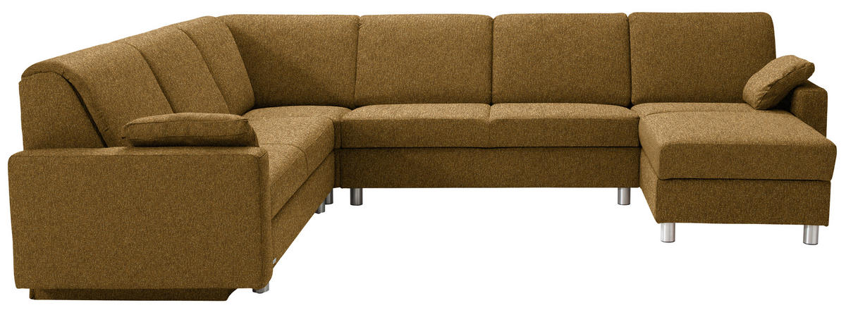 WOHNLANDSCHAFT  in Mikrovelours Senfgelb  - Anthrazit/Senfgelb, KONVENTIONELL, Textil (237/323/158cm) - Sedda