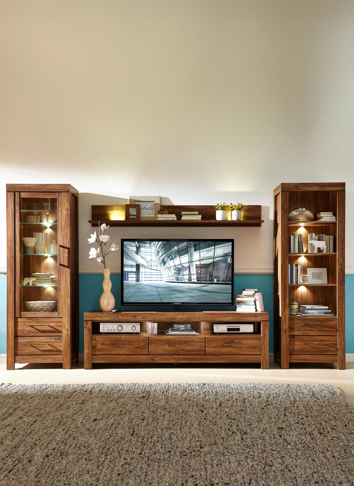 KOMODA POD TELEVIZI, barvy dubu, 200/60/54 cm - barvy dubu/barvy niklu, Design, kov/kompozitní dřevo (200/60/54cm) - Welnova